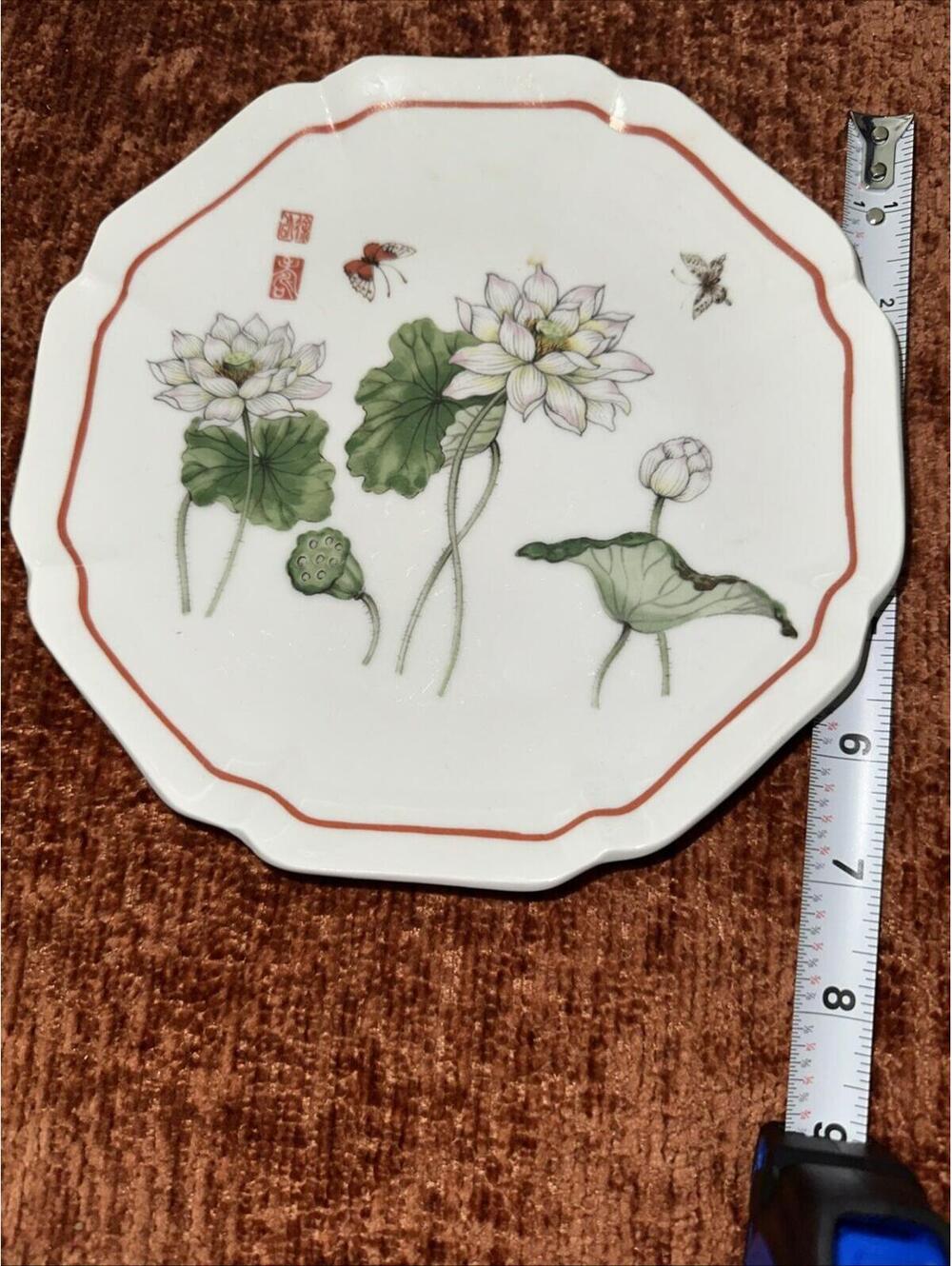 Lotus Japan Porcelain Salad Plate Toscany collection octagonal shape. Floral